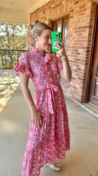 Lavendar and Coral Eyelet Dress