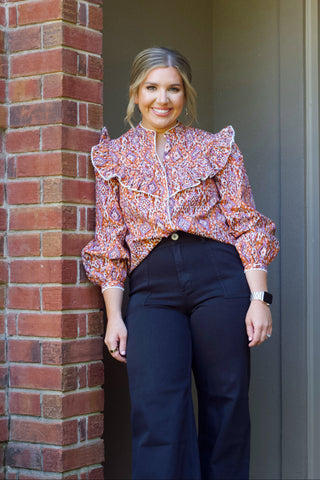 Ikat Ruffle Top image 1